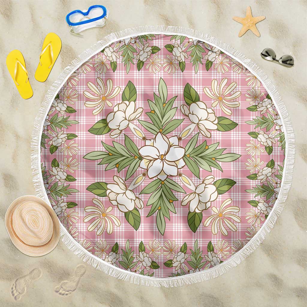 Squares Maile Leaf Beach Blanket Pink Palaka Hawaiian Quilt Pattern - Polynesian Pride