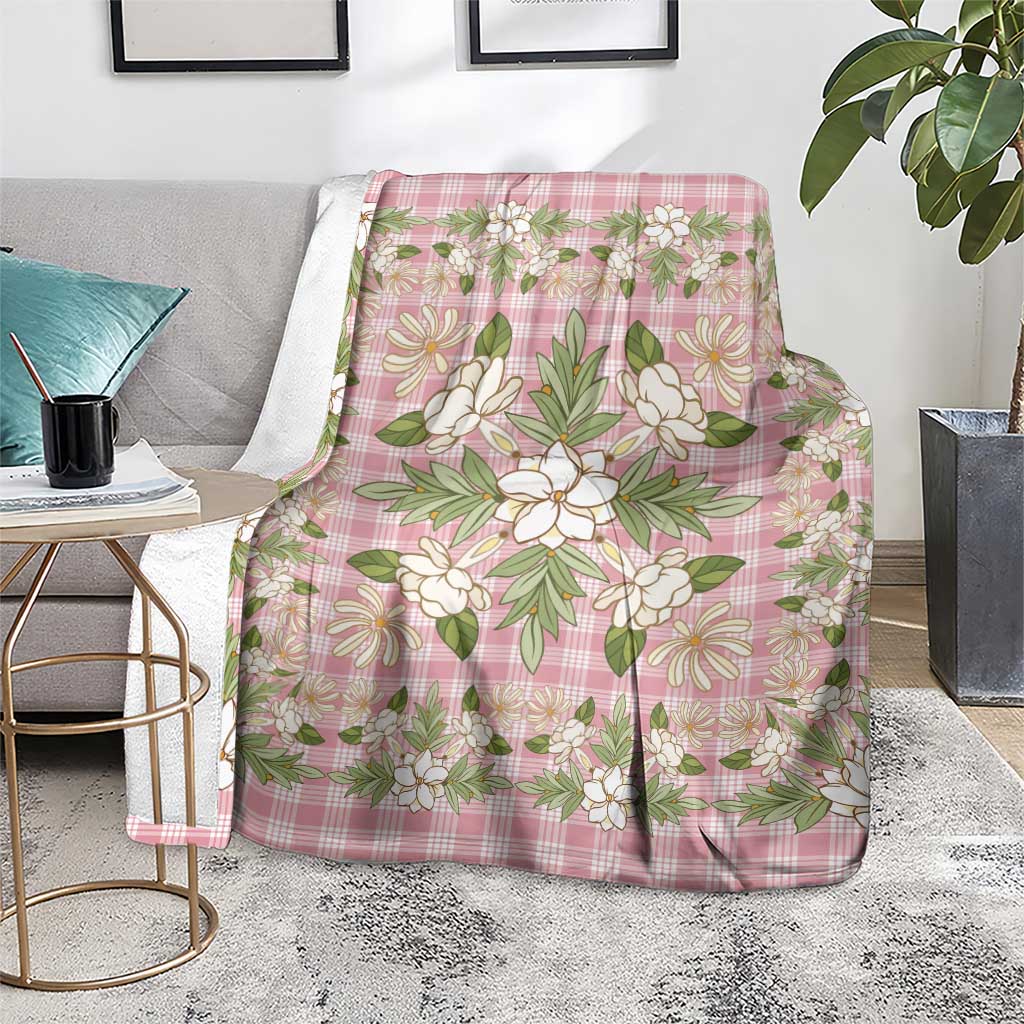 Squares Maile Leaf Blanket Pink Palaka Hawaiian Quilt Pattern - Polynesian Pride