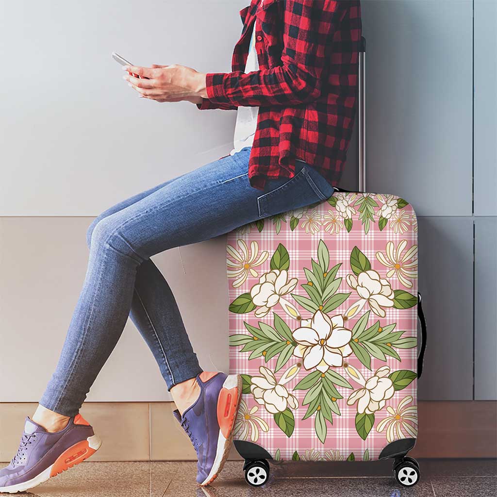 Squares Maile Leaf Luggage Cover Pink Palaka Hawaiian Quilt Pattern - Polynesian Pride