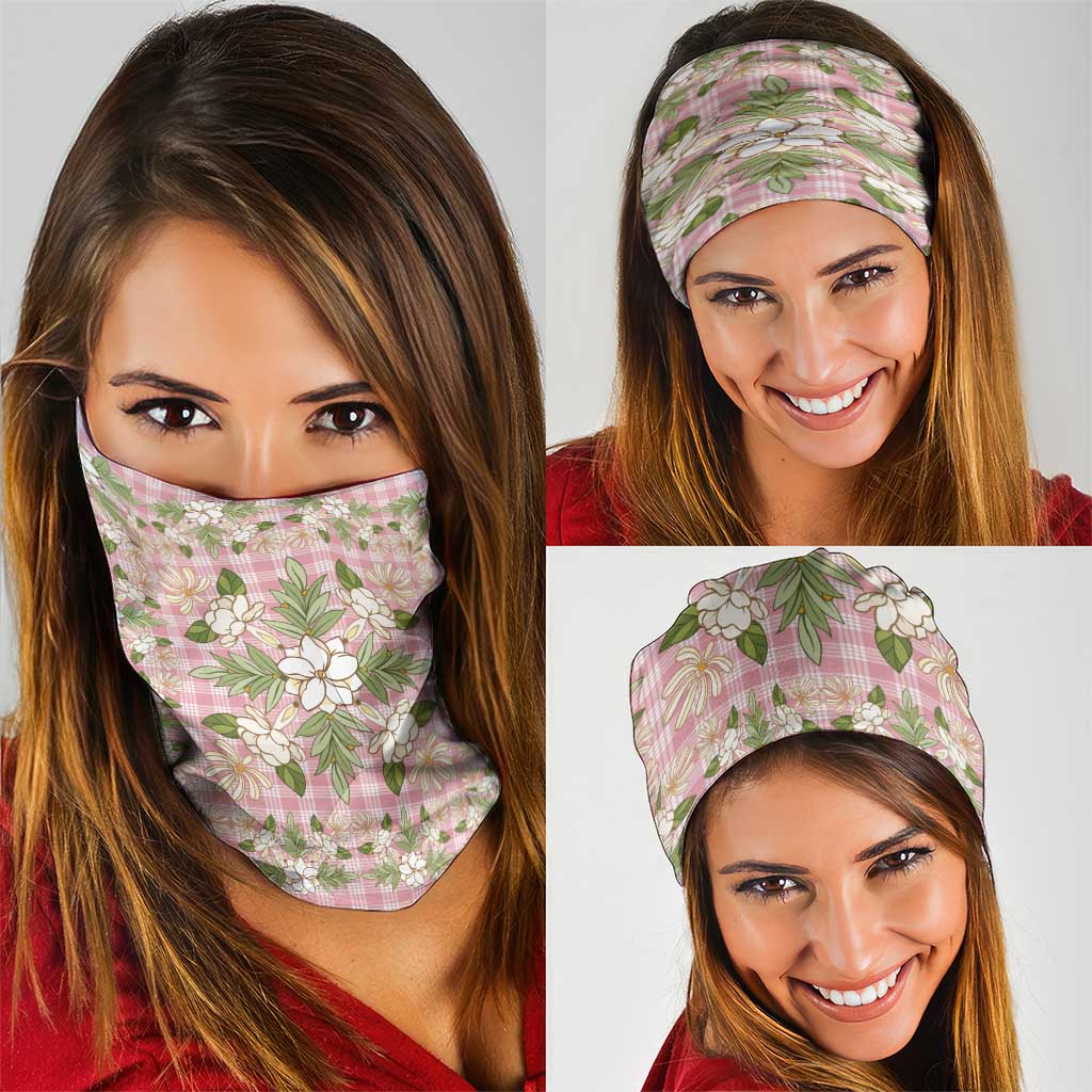 Squares Maile Leaf Neck Gaiter Pink Palaka Hawaiian Quilt Pattern - Polynesian Pride