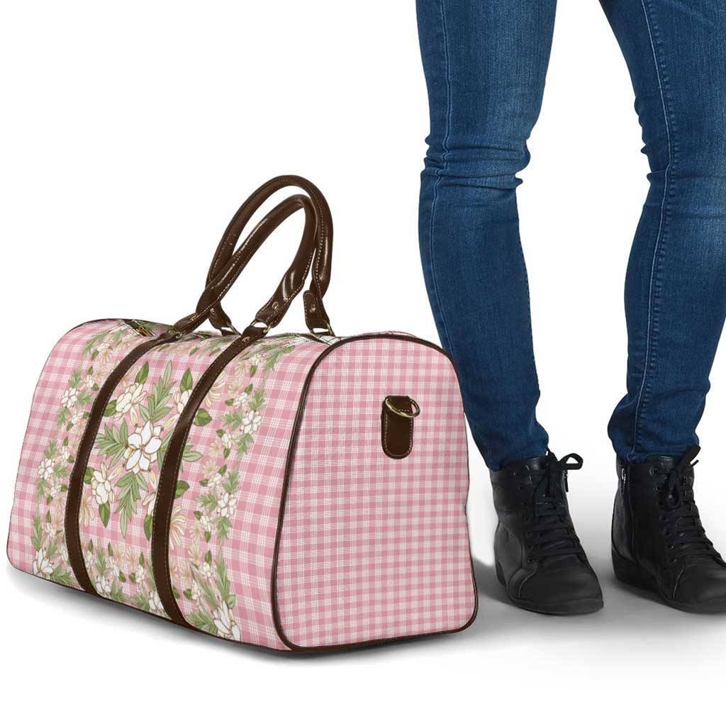 Squares Maile Leaf Travel Bag Pink Palaka Hawaiian Quilt Pattern - Polynesian Pride