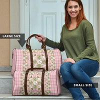 Squares Maile Leaf Travel Bag Pink Palaka Hawaiian Quilt Pattern - Polynesian Pride