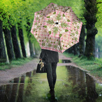 Squares Maile Leaf Umbrella Pink Palaka Hawaiian Quilt Pattern - Polynesian Pride