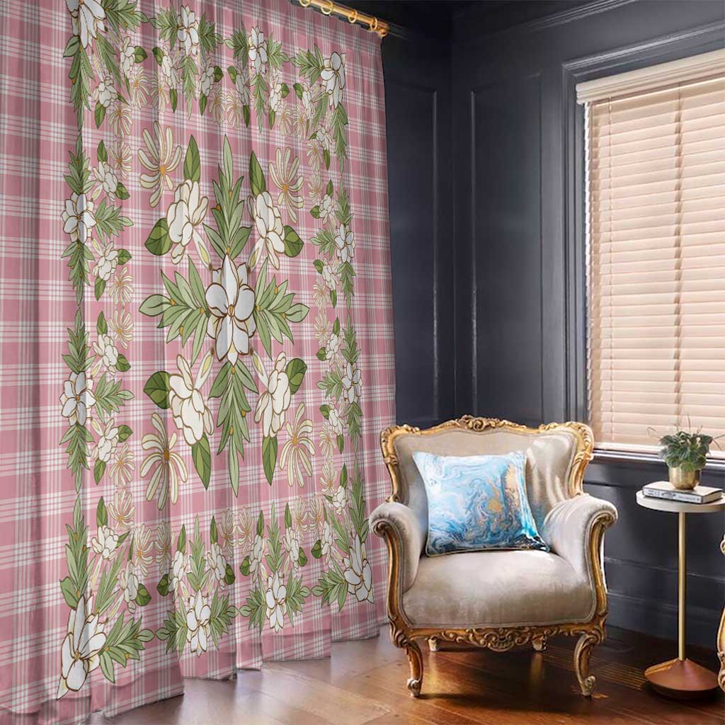 Squares Maile Leaf Window Curtain Pink Palaka Hawaiian Quilt Pattern - Polynesian Pride