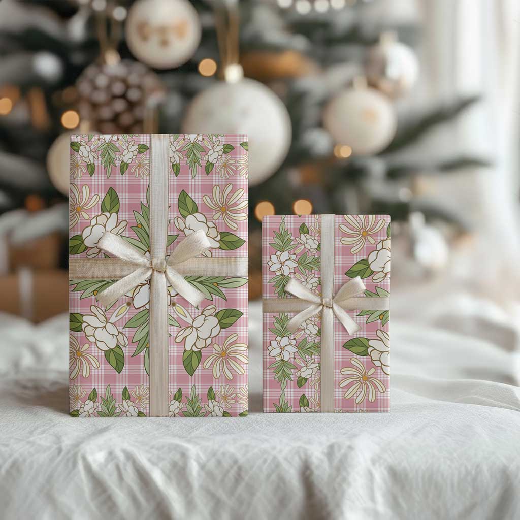 Squares Maile Leaf Wrapping Paper Pink Palaka Hawaiian Quilt Pattern - Polynesian Pride