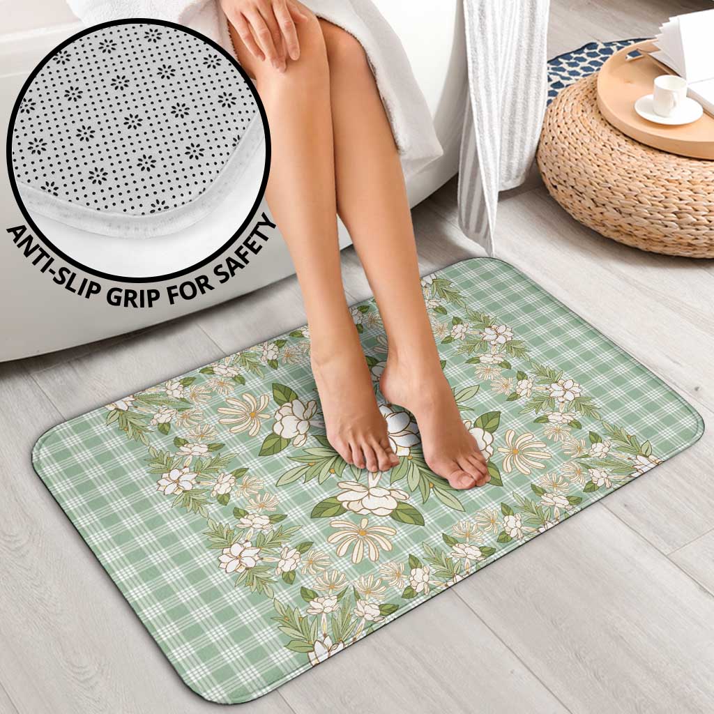 Squares Maile Leaf Bathroom Set Turquoise Palaka Hawaiian Quilt Pattern - Polynesian Pride
