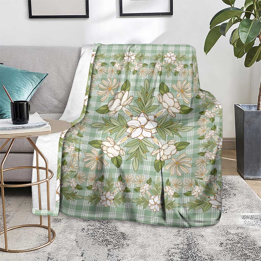 Squares Maile Leaf Blanket Turquoise Palaka Hawaiian Quilt Pattern - Polynesian Pride