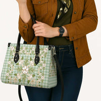 Squares Maile Leaf Leather Bag Turquoise Palaka Hawaiian Quilt Pattern - Polynesian Pride