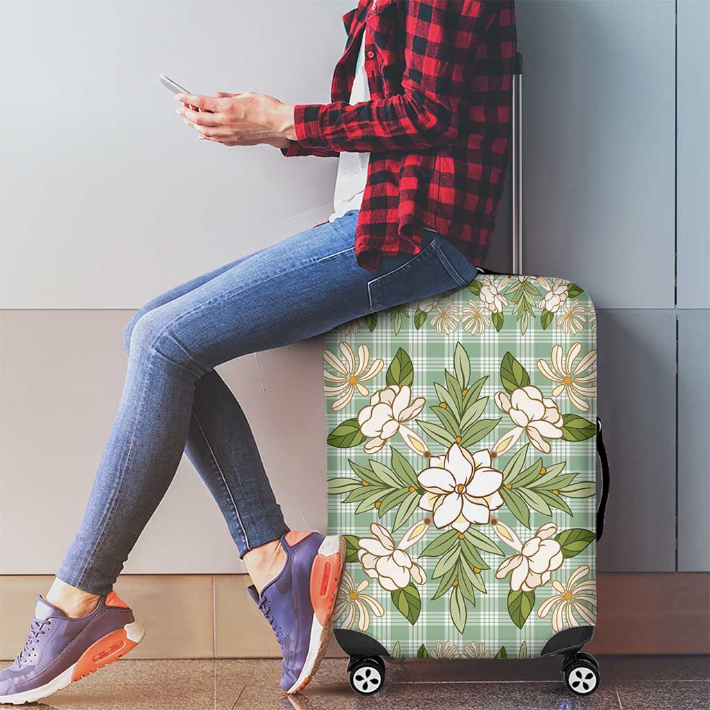 Squares Maile Leaf Luggage Cover Turquoise Palaka Hawaiian Quilt Pattern - Polynesian Pride