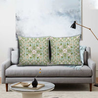 Squares Maile Leaf Pillow Cover Turquoise Palaka Hawaiian Quilt Pattern - Polynesian Pride