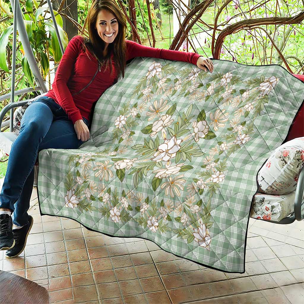 Squares Maile Leaf Quilt Turquoise Palaka Hawaiian Quilt Pattern - Polynesian Pride