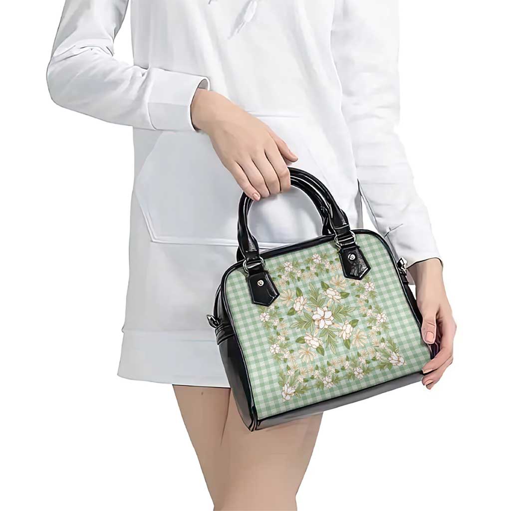 Squares Maile Leaf Shoulder Handbag Turquoise Palaka Hawaiian Quilt Pattern - Polynesian Pride
