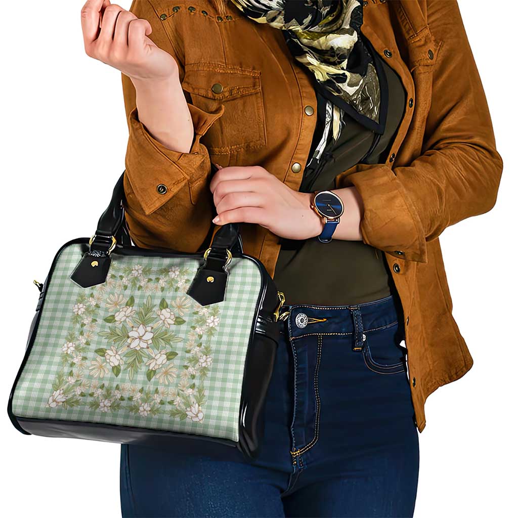 Squares Maile Leaf Shoulder Handbag Turquoise Palaka Hawaiian Quilt Pattern - Polynesian Pride
