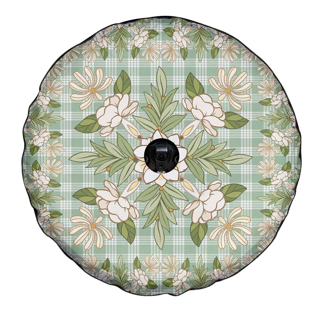 Squares Maile Leaf Spare Tire Cover Turquoise Palaka Hawaiian Quilt Pattern - Polynesian Pride
