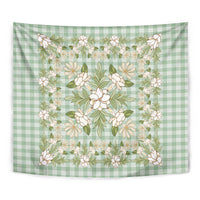 Squares Maile Leaf Tapestry Turquoise Palaka Hawaiian Quilt Pattern - Polynesian Pride