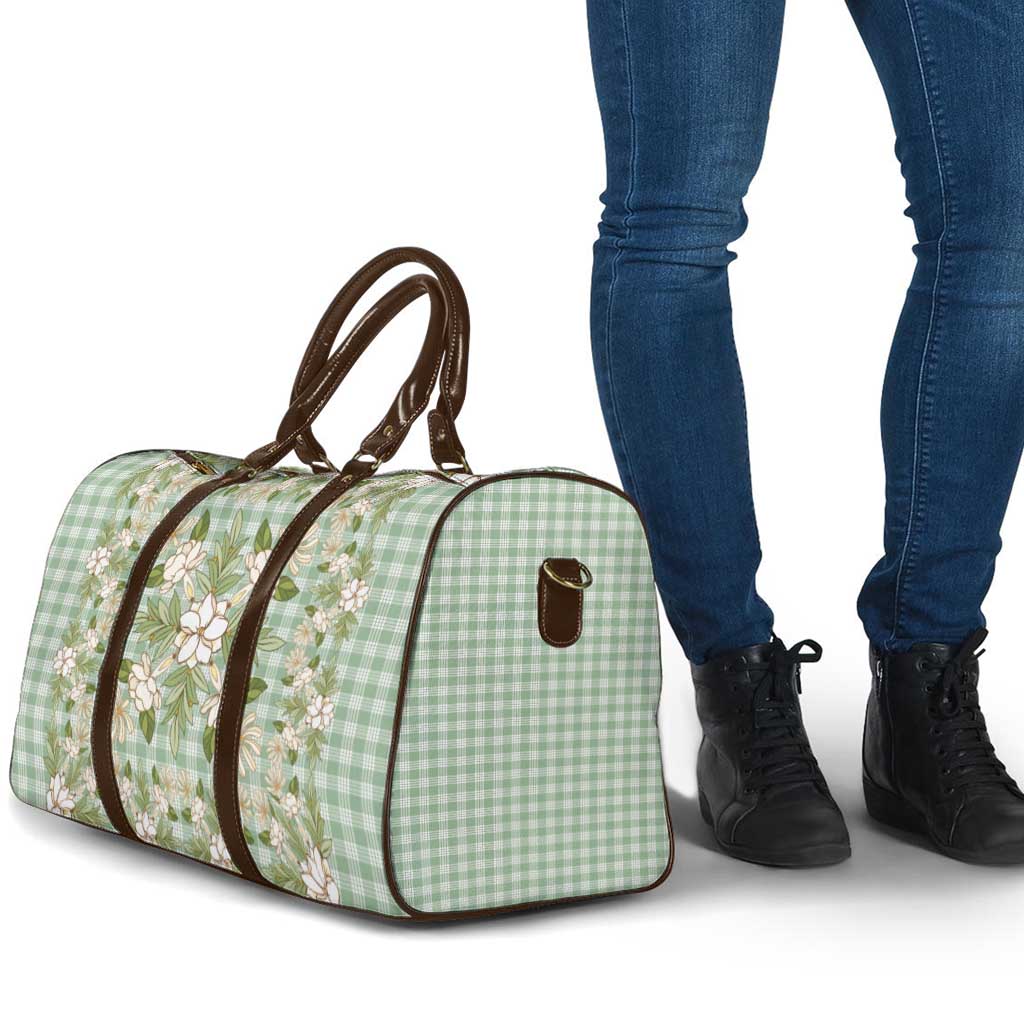 Squares Maile Leaf Travel Bag Turquoise Palaka Hawaiian Quilt Pattern - Polynesian Pride