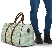 Squares Maile Leaf Travel Bag Turquoise Palaka Hawaiian Quilt Pattern - Polynesian Pride