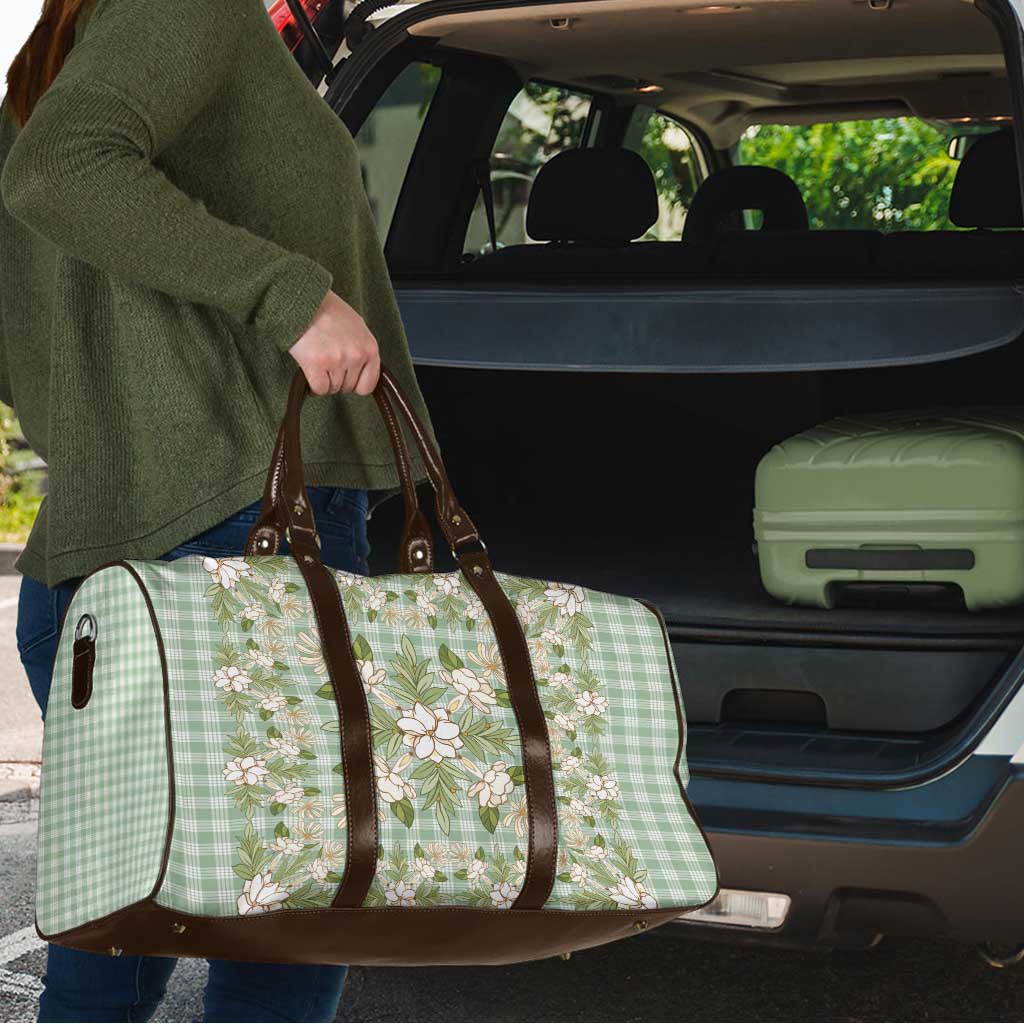 Squares Maile Leaf Travel Bag Turquoise Palaka Hawaiian Quilt Pattern - Polynesian Pride