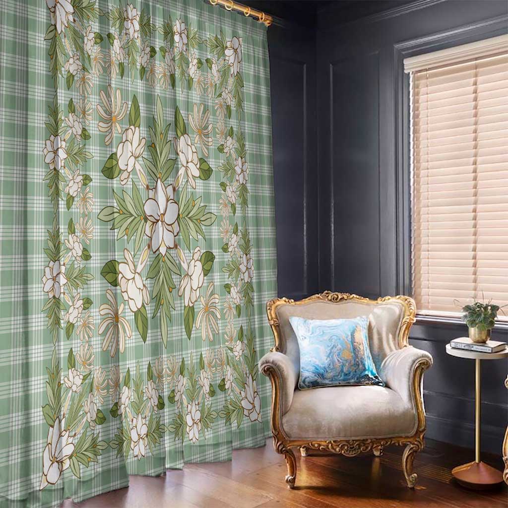 Squares Maile Leaf Window Curtain Turquoise Palaka Hawaiian Quilt Pattern - Polynesian Pride