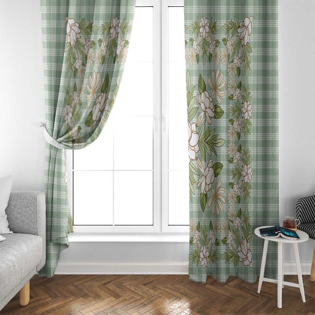 Squares Maile Leaf Window Curtain Turquoise Palaka Hawaiian Quilt Pattern - Polynesian Pride