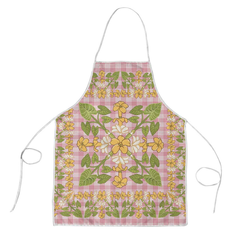 Squares Puakenikeni and Kalo Apron Pink Palaka Hawaiian Quilt Pattern LT9 Pink - Polynesian Pride