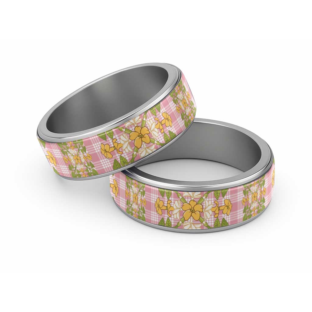 Squares Puakenikeni and Kalo Classic Ring Pink Palaka Hawaiian Quilt Pattern - Polynesian Pride
