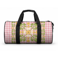 Squares Puakenikeni and Kalo Duffle Bag Pink Palaka Hawaiian Quilt Pattern LT9 One size Pink - Polynesian Pride