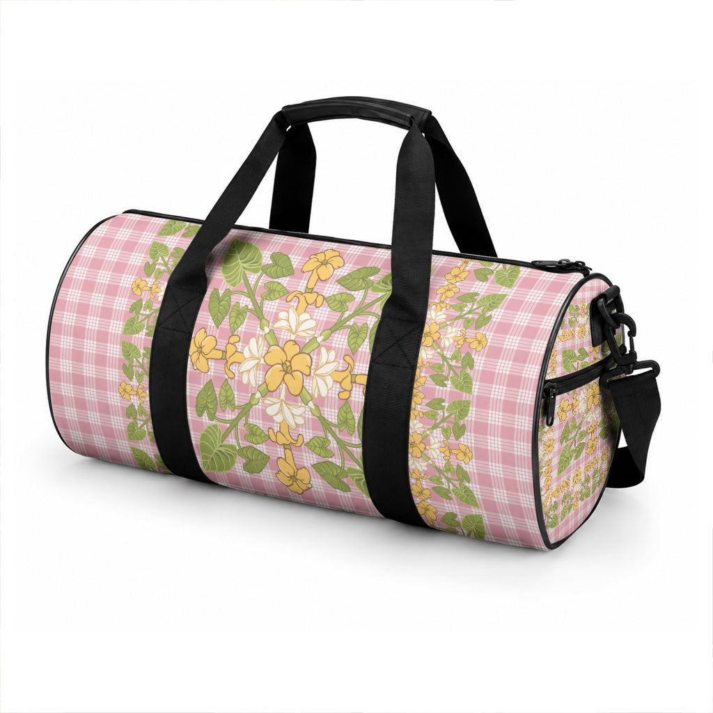 Squares Puakenikeni and Kalo Duffle Bag Pink Palaka Hawaiian Quilt Pattern LT9 - Polynesian Pride