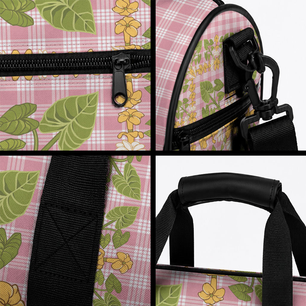Squares Puakenikeni and Kalo Duffle Bag Pink Palaka Hawaiian Quilt Pattern LT9 - Polynesian Pride