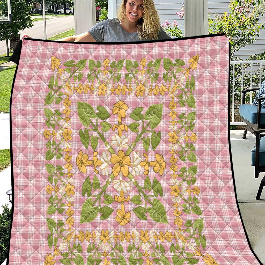Squares Puakenikeni and Kalo Quilt Pink Palaka Hawaiian Quilt Pattern - Polynesian Pride