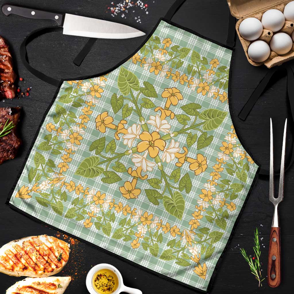Squares Puakenikeni and Kalo Apron Turquoise Palaka Hawaiian Quilt Pattern - Polynesian Pride