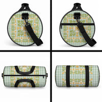 Squares Puakenikeni and Kalo Duffle Bag Turquoise Palaka Hawaiian Quilt Pattern LT9 - Polynesian Pride