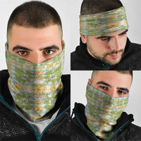 Squares Puakenikeni and Kalo Neck Gaiter Turquoise Palaka Hawaiian Quilt Pattern - Polynesian Pride