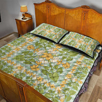 Squares Puakenikeni and Kalo Quilt Bed Set Turquoise Palaka Hawaiian Quilt Pattern LT9 - Polynesian Pride