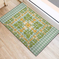 Squares Puakenikeni and Kalo Rubber Doormat Turquoise Palaka Hawaiian Quilt Pattern LT9 - Polynesian Pride