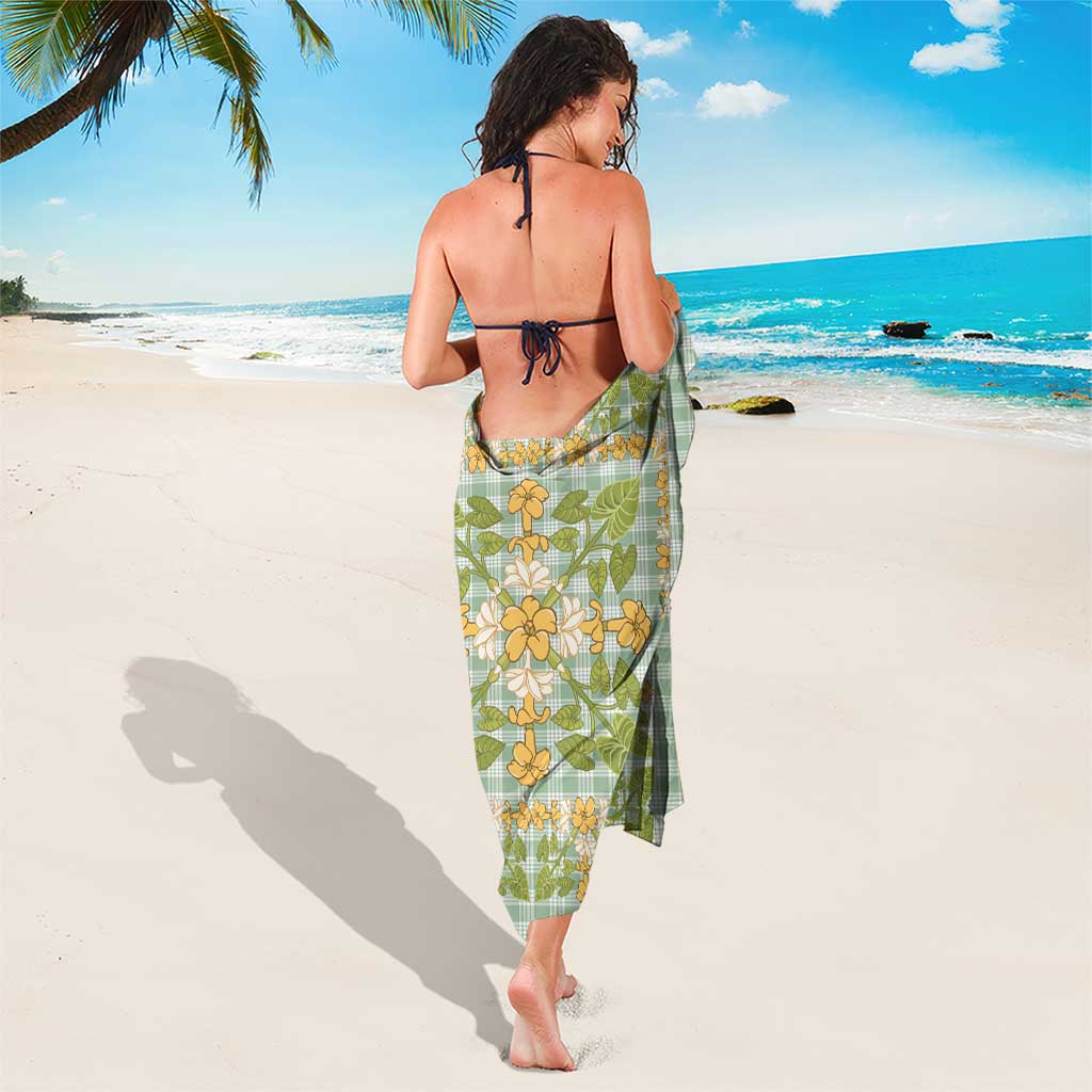 Squares Puakenikeni and Kalo Sarong Turquoise Palaka Hawaiian Quilt Pattern - Polynesian Pride