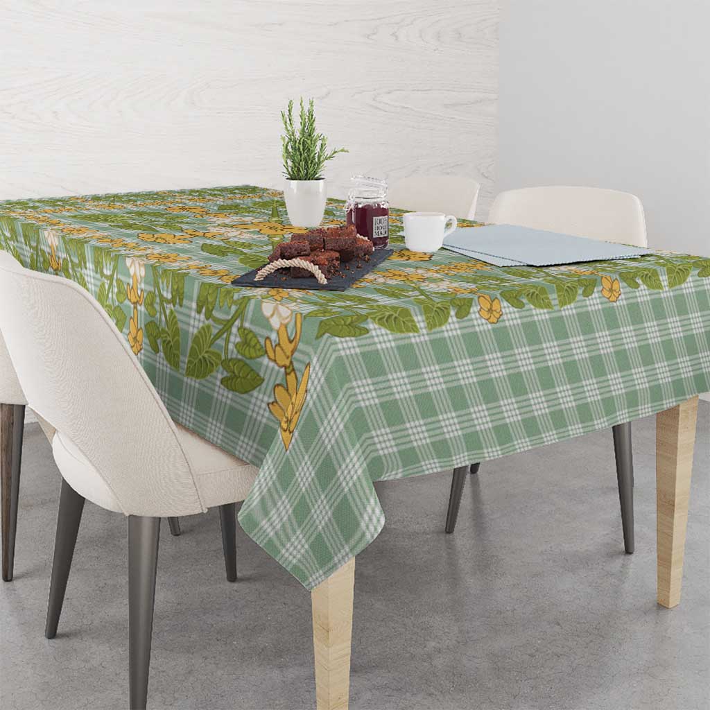 Squares Puakenikeni and Kalo Tablecloth Turquoise Palaka Hawaiian Quilt Pattern - Polynesian Pride