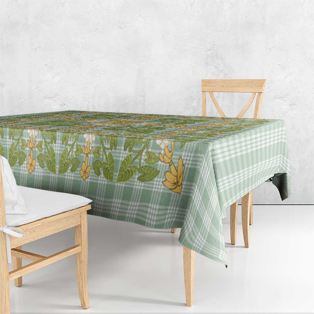 Squares Puakenikeni and Kalo Tablecloth Turquoise Palaka Hawaiian Quilt Pattern - Polynesian Pride