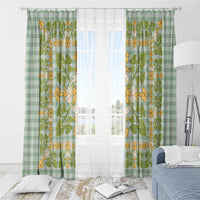 Squares Puakenikeni and Kalo Window Curtain Turquoise Palaka Hawaiian Quilt Pattern - Polynesian Pride