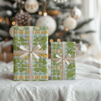 Squares Puakenikeni and Kalo Wrapping Paper Turquoise Palaka Hawaiian Quilt Pattern - Polynesian Pride