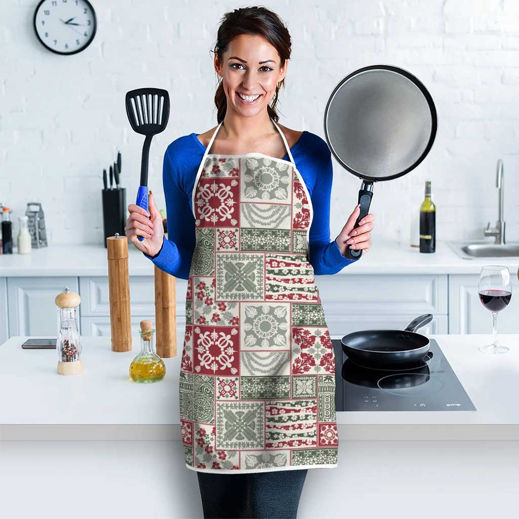 Mele Kalikimaka Hawaii Christmas Apron Aloha Spirit with Hawaiian Quilt Pattern - Polynesian Pride