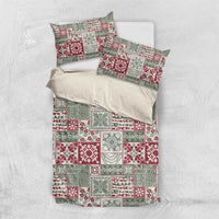 Mele Kalikimaka Hawaii Christmas Bedding Set Aloha Spirit with Hawaiian Quilt Pattern LT9 US Twin 172cm x 218cm Beige - Polynesian Pride