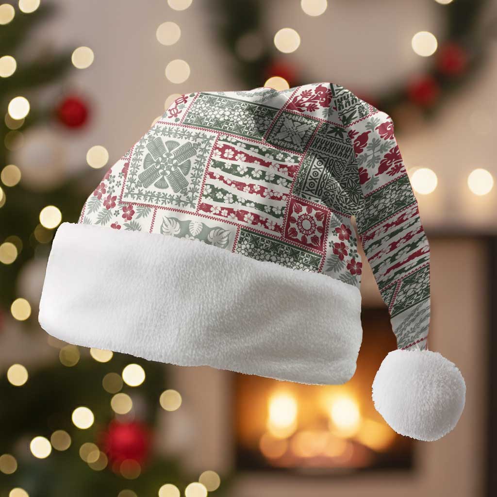 Mele Kalikimaka Hawaii Christmas Santa Hat Aloha Spirit with Hawaiian Quilt Pattern - Polynesian Pride