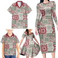 Mele Kalikimaka Hawaii Christmas Family Matching Long Sleeve Bodycon Dress and Hawaiian Shirt Aloha Spirit with Hawaiian Quilt Pattern LT9 - Polynesian Pride