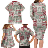 Mele Kalikimaka Hawaii Christmas Family Matching Long Sleeve Bodycon Dress and Hawaiian Shirt Aloha Spirit with Hawaiian Quilt Pattern LT9 - Polynesian Pride