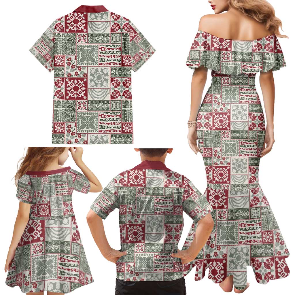 Mele Kalikimaka Hawaii Christmas Family Matching Mermaid Dress and Hawaiian Shirt Aloha Spirit with Hawaiian Quilt Pattern LT9 - Polynesian Pride