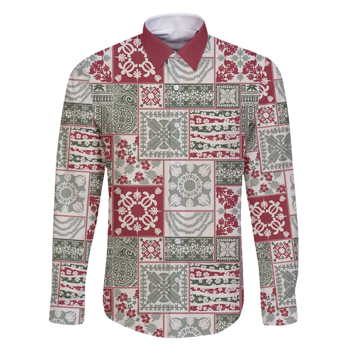 Mele Kalikimaka Hawaii Christmas Family Matching Off The Shoulder Long Sleeve Dress and Hawaiian Shirt Aloha Spirit with Hawaiian Quilt Pattern LT9 Dad's Shirt - Long Sleeve Beige - Polynesian Pride
