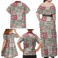 Mele Kalikimaka Hawaii Christmas Family Matching Off Shoulder Maxi Dress and Hawaiian Shirt Aloha Spirit with Hawaiian Quilt Pattern LT9 - Polynesian Pride