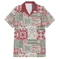 Mele Kalikimaka Hawaii Christmas Family Matching Off Shoulder Maxi Dress and Hawaiian Shirt Aloha Spirit with Hawaiian Quilt Pattern LT9 Dad's Shirt - Short Sleeve Beige - Polynesian Pride