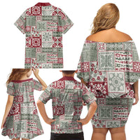 Mele Kalikimaka Hawaii Christmas Family Matching Off Shoulder Short Dress and Hawaiian Shirt Aloha Spirit with Hawaiian Quilt Pattern LT9 - Polynesian Pride